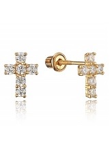 remarkable minuscule cubic zirconia infant cross earrings 